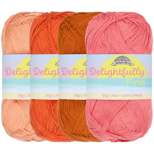 JubileeYarn herrlich feines Garn, 50 g/Knäuel, Spitzenbambus, Schattierungen von Orange, 4 Knäuel JubileeYarn herrlich feines Garn, 50 g/Knäuel, Spitzenbambus, Schattierungen von Orange, 4 Knäuel von BambooMN