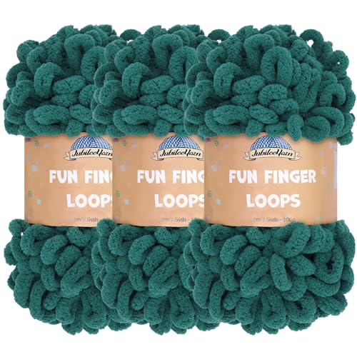 JubileeYarn Fun Fingerschlaufen-Garn – Polyester Jumbo Weight Loop Garn – 100g/Knäuel – Jade – 3 Knäuel JubileeYarn Fun Fingerschlaufen-Garn – Polyester Jumbo Weight Loop Garn – 100g/Knäuel – Jade – 3 Knäuel von BambooMN
