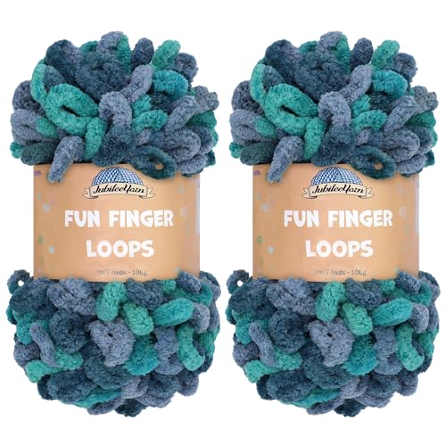 JubileeYarn Fun Fingerschlaufen-Garn – Polyester Jumbo Weight Loop Garn – 100g/Knäuel – Poseidon – 2 Knäuel von BambooMN