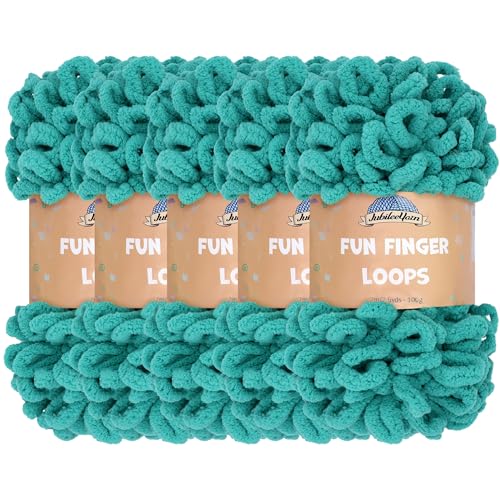 JubileeYarn Fun Fingerschlaufen-Garn, Jumbo-Polyester, 100 g/Knäuel, Aquamarin, 5 Knäuel von BambooMN