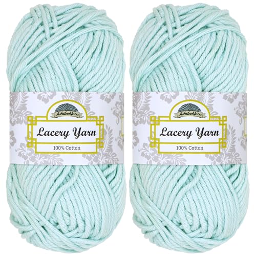 JubileeYarn Lacery Garn – grobe Baumwolle – 100 g/Knäuel – Arctic Blue – 2 Knäuel von BambooMN