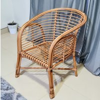 Rattan Lounge Stuhl, Bambus Sessel, Moderner Boho Stuhl von BambooPlusWood