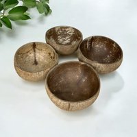 4x Kokosnuss Schalen | Ganz Natürlich Kompostierbar Erde Freundlich Kleinkinder Schüssel Handarbeit Zelten Strand Servierschalen von BambooSwitchShop