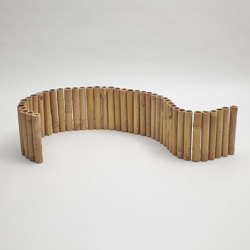 Flexible Rasenkante | Bambus | beige | Beetumrandung | Beeteinfassung | Rollborder L: 200cm x H:30cm (2 Stück) von Bamboona