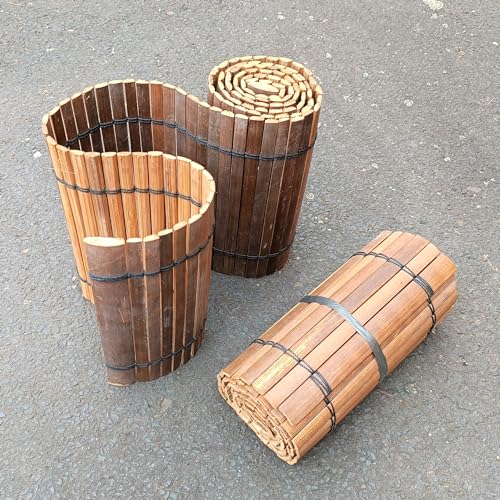 Flexible filigrane dunkle Beetumrandung aus Bambusleisten, Rasenkante, Einfassung für Beete und Mörtelkübel, L: 200 cm (Höhe 50 cm, 2 Stück) von Bamboona