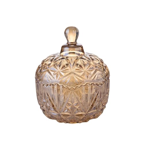 1 x 260 ml Kristallglas Süßigkeitenschale, Diamant-facettierte Süßigkeitengläser mit Kristalldeckel, Süßigkeitenschale, Schmuckbox, Hochzeit, Süßigkeitenbüfet, Schreibtisch, Geschenk von Bamboopack