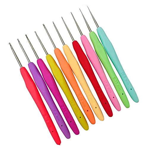 10 Stück/Set kleine Größe Spitze Häkelnadeln Set Strickwerkzeug mit ergonomischen weichen Griffen Häkelset DIY Handgarn Weben Werkzeuge für Spitzenarbeit (0,5 ~ 2,75 mm) von Bamboopack