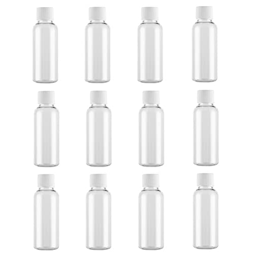 12 Stück 30 ml (1 oz) leere, nachfüllbare Kunststoffflasche mit Kunststoff-Schraubdeckel, Schraubdeckel, Flaschenbehälter, Aufbewahrungsbehälter von Bamboopack