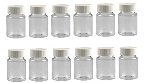 12 Stück 80 ml transparente Kunststoff-Pillenflaschen nachfüllbar leere Medikamentenbehälter Tablettenhalter für Flüssigpulver, Chemikalien von Bamboopack