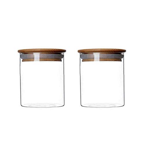 2 PCS Transparentes Glas Aufbewahrungsgläser mit luftdichten Bambusdeckeln Küche Kanister Lebensmittel Tee Aufbewahrungsbehälter für Kaffee Bohnen Getreide Kekse Blume Tee Zucker Nüsse von Bamboopack