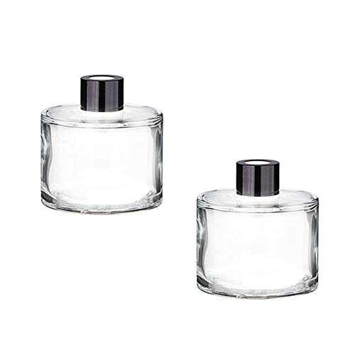 2 Stück 50 ml leere klare Glasdiffusor-Flaschen mit schwarzem Deckel runde ätherische Öle Behälter Duftzubehör von Bamboopack