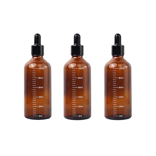 3 Stück 100 ml leeres bernsteinfarbenes Glas mit abgestufter Messung Tropfflasche Augentropfflasche Behälter mit Glaspipette für ätherisches Öl von Bamboopack