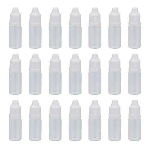 50 Stück 10 ml leere transparente Kunststoff-Tropfflaschen zum Einfüllen von Flüssigkeiten, Fläschchen für unterwegs, kleine Proben, mit Schraubverschluss und abnehmbarem Stopfen von Bamboopack