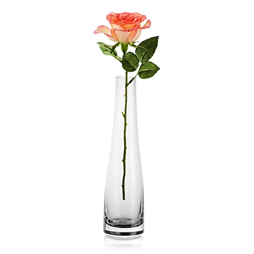 Handgefertigte Glasvase aus geblasenem Glas, Blumenvase, Einzelstielvase, Knospenvase, Tafelaufsätze, Vasen für Hochzeit, Empfang, Esstisch, einzelne Rosenblüten (transparent) von Bamboopack