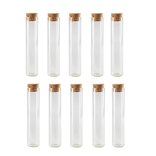 Transparente Reagenzgläser aus Glas mit Korkverschluss, rund, gerade Flaschen für Pulver, Süßigkeiten, Aufbewahrung, Dufttee, wissenschaftliche Experimente, 60 ml, 10 Stück von Bamboopack
