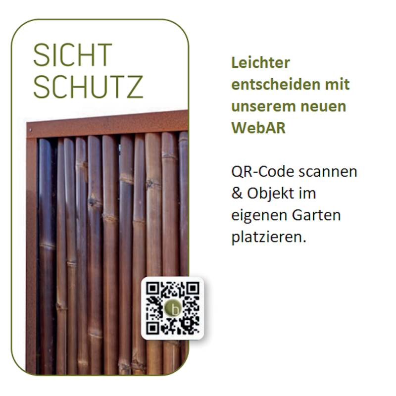 BambusBASIS Modul5 Zaunfeld mit Abschlussprofilen Cortenstahl dunkel 222 x 90 cm von BambusBASIS