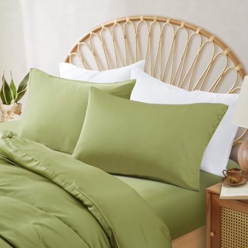 BambusChef® Premium Bambus Kopfkissenbezüge - Soft Green - 50x75 cm - 2er Set - 100% Bio-Bambus - Antibakteriell - Hypoallergen - Seidenweich - Thermoregulierend von BambusChef