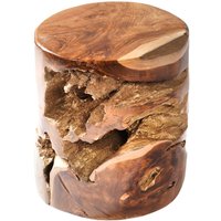 Beistelltisch Liberti 35x35 cm Gold Massiv Klein Baumstamm Sofatisch Wohnzimmertisch Holztisch Teaktisch Treibholz Teakholz Bambus Lounge von BambusLounge