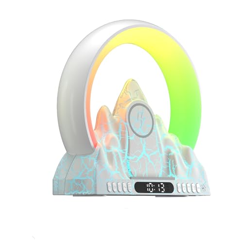 AtmosphäRenlampe Mit 15W Kabellosem LadegeräT, Intelligente LED Tischlampe, Bluetooth Lautsprecher, Dimmbare Nachtlicht Touch Lampe Alarm Clock Mit Musiksynchronisierung, App Steuerung von Bammare