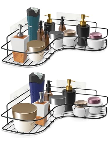 Bamodi Klebe-Eck-Duschregal - Badezimmerregal ohne Bohren - Hängendes Duschregal - Stabiles Kunststoffdesign - Platzsparend für Shampoo, Conditioner - 2er-Pack, heizung luftbefeuchter von Bamodi