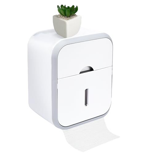Bamodi Multifunktionaler Wand Grau Toilettenpapierhalter mit Schublade - Hochwertiges ABS, Wasserdicht Box, Einfache Montage - Ideal für Badezimmer von Bamodi