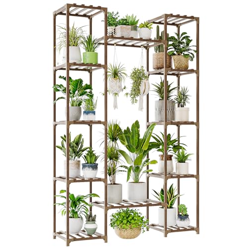 Bamworld Hoher Pflanzenständer Indoor Groß Pflanzenregal Außenbereich Ecke Pflanzenhalter für mehrere Pflanzen Blumenständer für Wohnzimmer Balkon und Garten von Bamworld