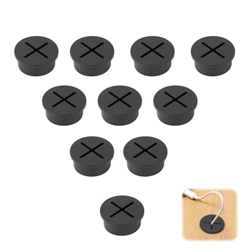 10 Stücke Schreibtischdurchführung, Kabeldurchführung Schreibtisch Kabeldurchlass 25mm Kabeldurchführung Silikon Schreibtisch Kabeldurchführung für Büro Schule Computer Zuhause (Schwarz) von Bamyli