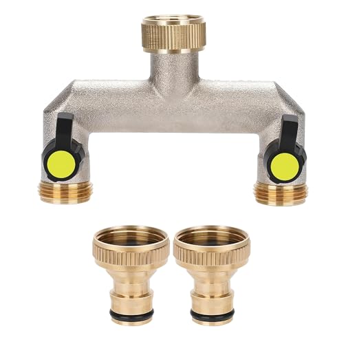 2-Wege Wasserhahn Wasserverteiler mit 3/4" Wasserhahn, 2-Wege-Verteiler aus Messing3/4 Zoll Messing Wasseranschluss Verteiler mit individuellem Absperrhähnen,2er Verteiler 3/4" Adapter 1/2" für Geräte 2-Wege Wasserhahn Wasserverteiler mit 3/4" Wasserhahn, 2-Wege-Verteiler aus Messing3/4 Zoll Messing Wasseranschluss Verteiler mit individuellem Absperrhähnen,2er Verteiler 3/4" Adapter 1/2" für Geräte von Bamyli