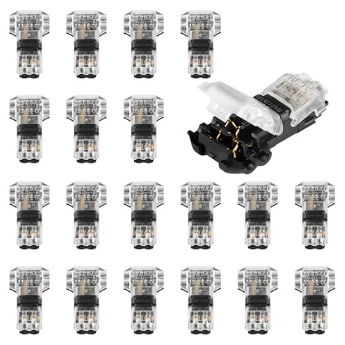 20 Stück 2 Pin Wasserdicht T Verbinder Kabelverbinder, Anschlusskabel für Verzweigung in Drähte wasserdicht Niederspannung von Bamyli