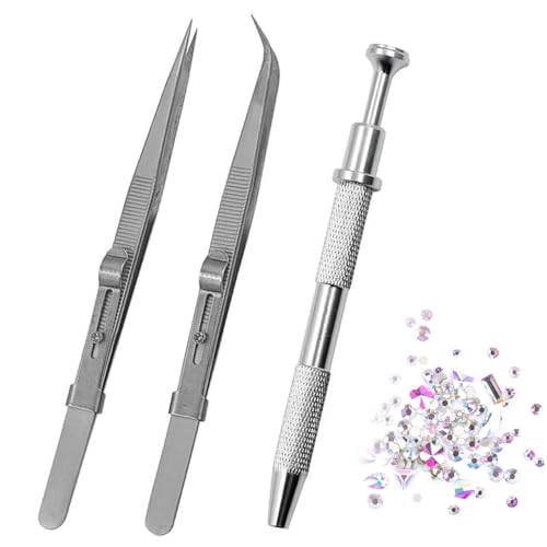 3 Stück Edelstahl Schmuck Pinzette Set: Piercing Kugel Zange, Prong Pinzetten, Diamant Halter, Präzisionswerkzeug für Schmuckherstellung und Reparatur, Piercing Kugel Aufdreher. von Bamyli