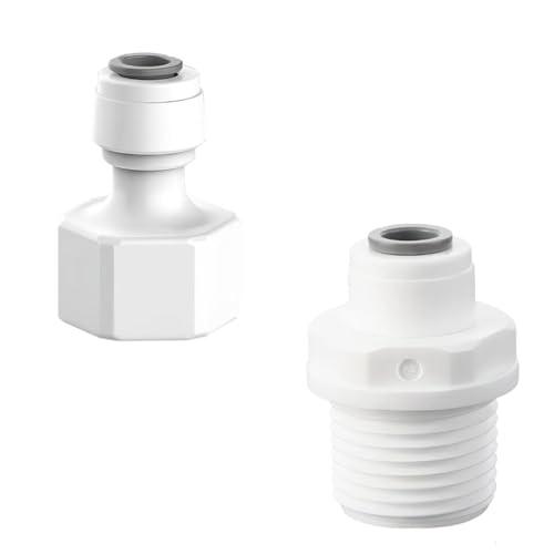 Bamyli 1/4" RO Wasser Gerade Rohrfitting auf 1/2" Weiblich/Außengewinde Push In Schnellverbinder 2 Stück Universelles Anschlusskit Schlauchverbinder Wasserzulaufleitung Anschluss Adapter Bamyli 1/4" RO Wasser Gerade Rohrfitting auf 1/2" Weiblich/Außengewinde Push In Schnellverbinder 2 Stück Universelles Anschlusskit Schlauchverbinder Wasserzulaufleitung Anschluss Adapter von Bamyli