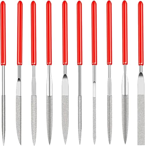 Bamyli 10 Stück Mini-Diamantfeile, Metallfeile, Diamant-Datei-Set, Mehrzweck-Diamantfeile, Metallfeile, für Holz, Schmuck, Basteln, Metall (2 x 100 mm) von Bamyli