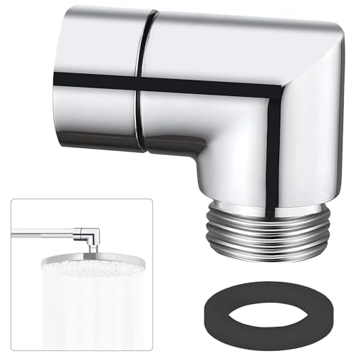Handbrause Adapter 90 Grad Duschschlauch Adapter 1/2 Zoll Brausearm-Winkelverbinder Gelenkstück Duschkopf, Winkelstück für Handbrause, Swivel Shower Head Adapter, mit Gummidichtung (90 Grad) von Bamyli