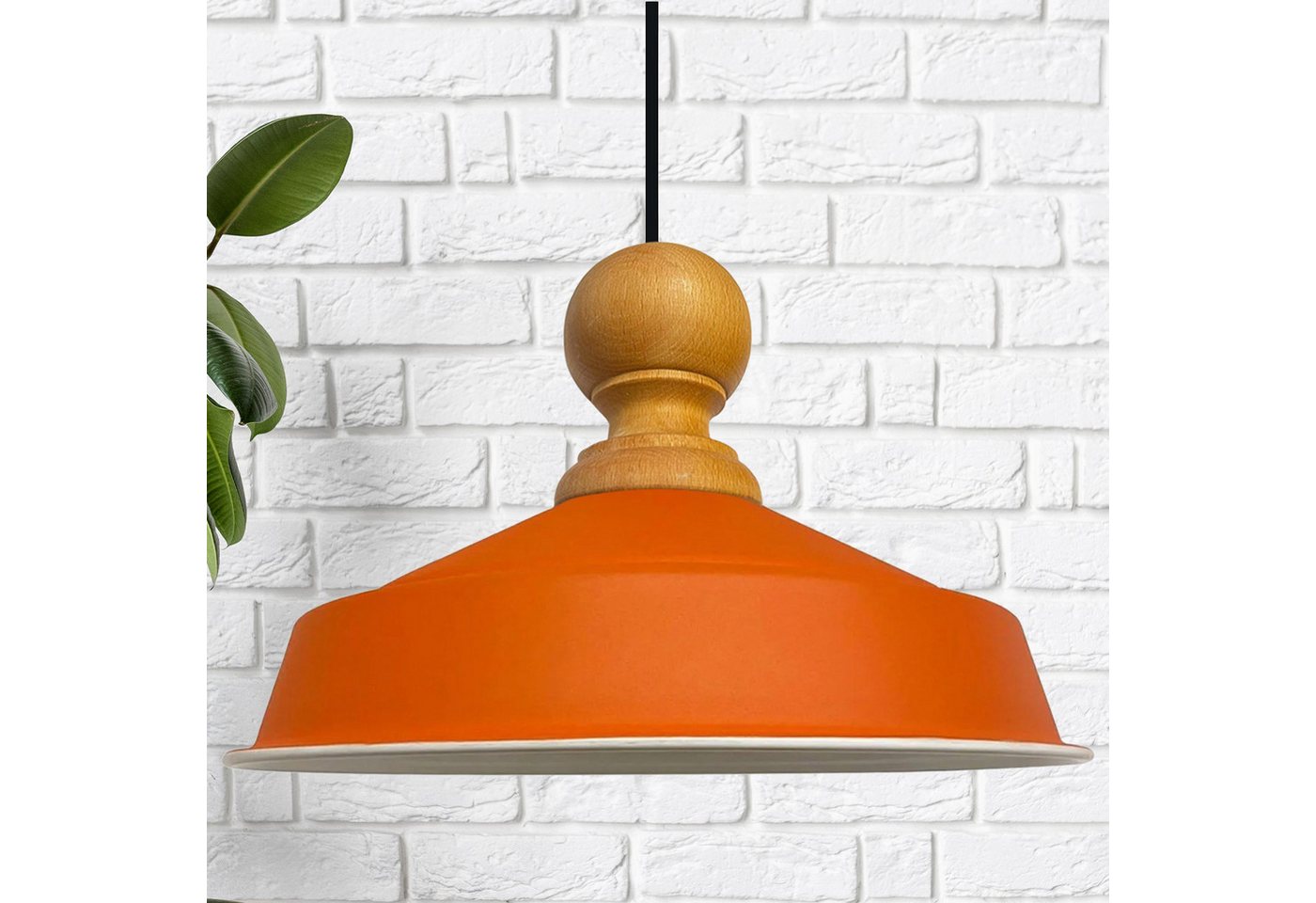 Bamyum Pendelleuchte Bamyum Asletl Industrielle aus Holz, 41cm, Metall E27 Lampe, ohne Leuchtmittel von Bamyum