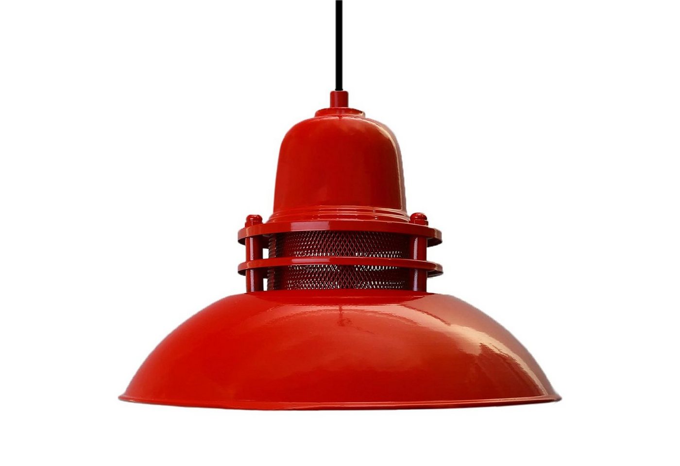 Bamyum Pendelleuchte Bamyum Hängelampe Rot Metall Ø34 cm E27 Retro Lampe, ohne Leuchtmittel von Bamyum