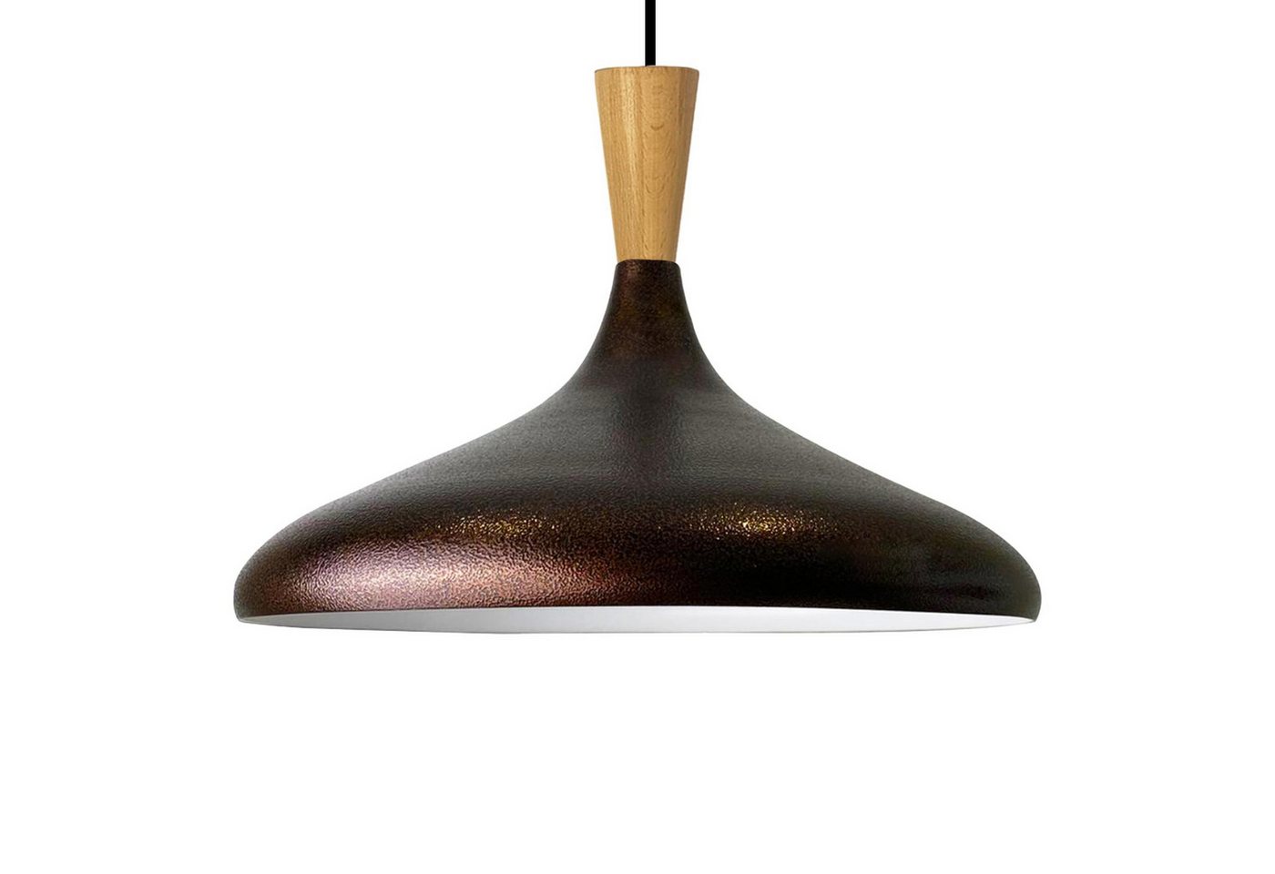 Bamyum Pendelleuchte Champion Hängelampe aus Holz, 35 cm Metall E27 Esstisch Lampe, ohne Leuchtmittel von Bamyum