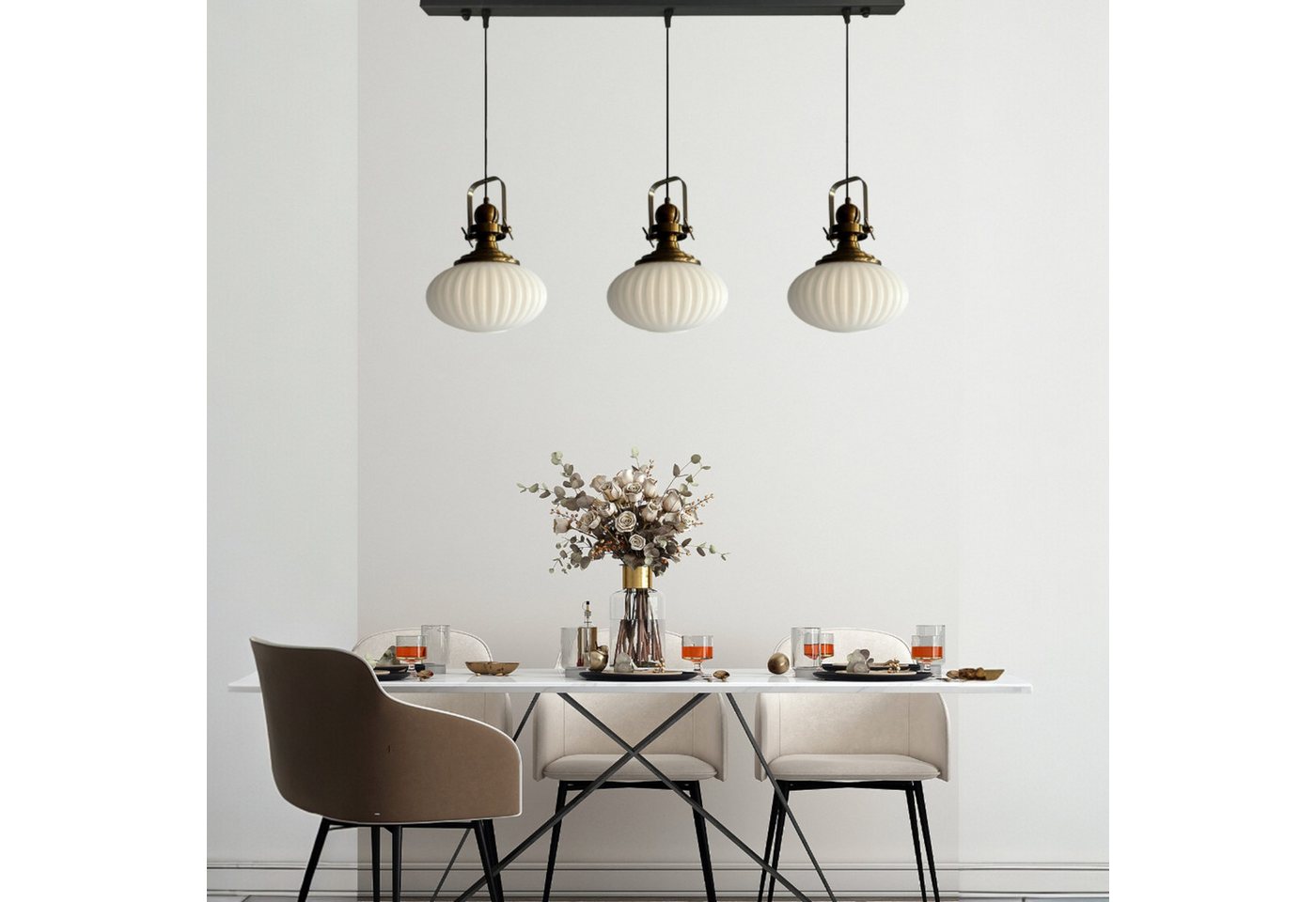 Bamyum Pendelleuchte Pendelleuchte Elegant Dreifacher Kronleuchter Glas, Retro Hängelampe, ohne Leuchtmittel Bamyum Pendelleuchte Pendelleuchte Elegant Dreifacher Kronleuchter Glas, Retro Hängelampe, ohne Leuchtmittel von Bamyum