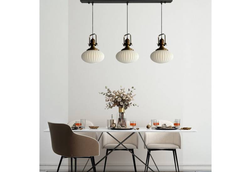 Bamyum Pendelleuchte Pendelleuchte Elegant Dreifacher Kronleuchter Glas, Retro Hängelampe, ohne Leuchtmittel von Bamyum