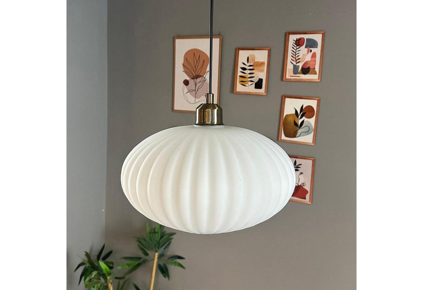 Bamyum Pendelleuchte Pendelleuchte Elegant Halbe Tulpe Glas, Modern Hängelampe, ohne Leuchtmittel von Bamyum