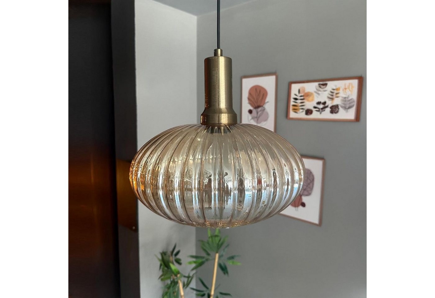 Bamyum Pendelleuchte Pendelleuchte Elegant Lanterne Glas, Retro Hängelampe, ohne Leuchtmittel von Bamyum