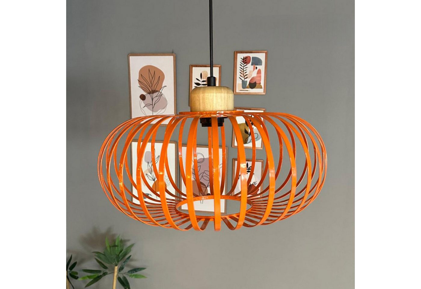 Bamyum Pendelleuchte Pendelleuchte Este Holz Metall, Modern Hängelampe, ohne Leuchtmittel von Bamyum