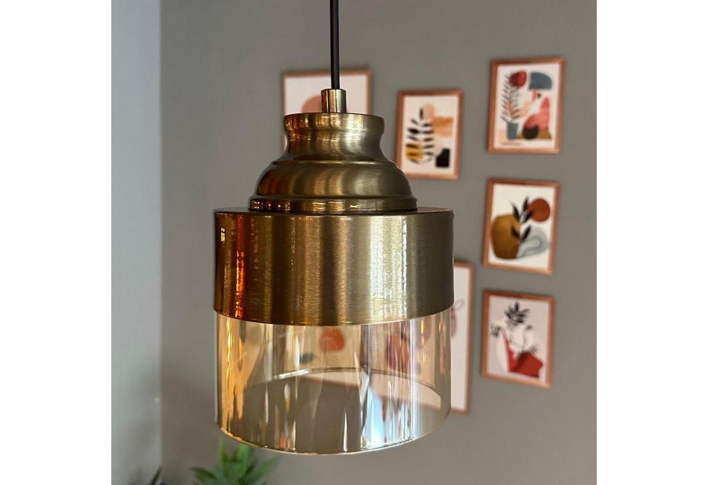 Bamyum Pendelleuchte Pendelleuchte Glas Ø13cm, Retro Hängelampe, ohne Leuchtmittel von Bamyum