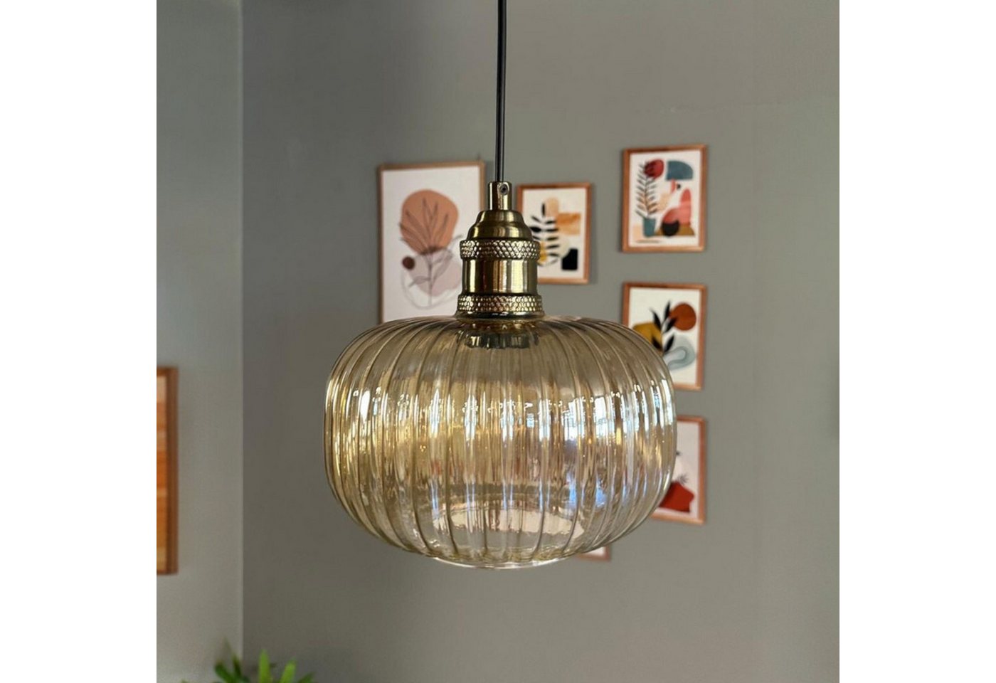 Bamyum Pendelleuchte Pendelleuchte Mola Glas Ø20cm, Retro Hängelampe, ohne Leuchtmittel von Bamyum