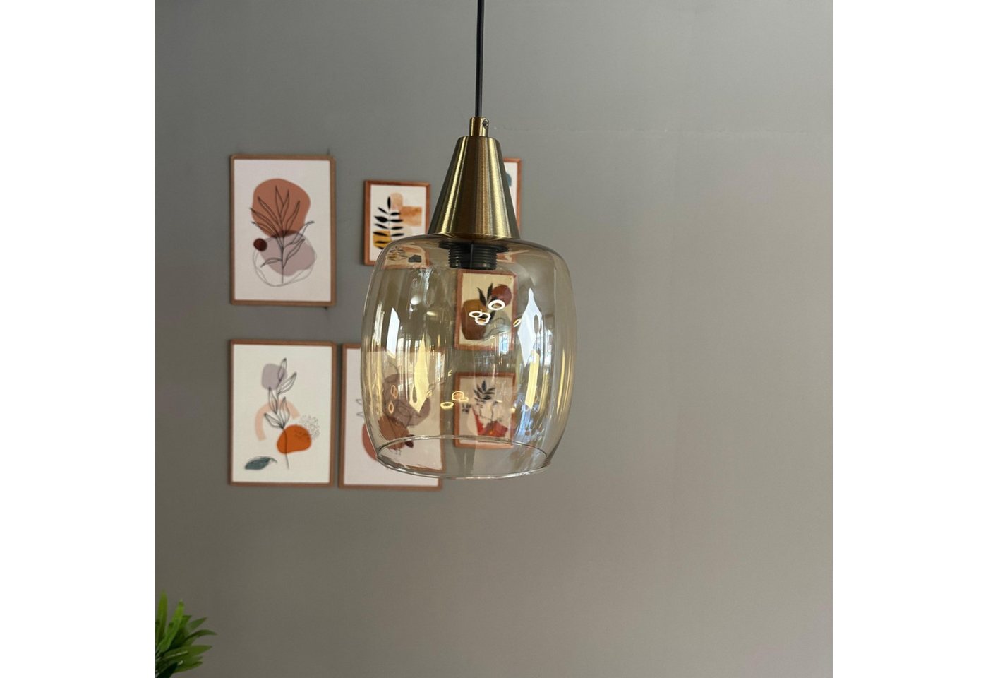 Bamyum Pendelleuchte Pendelleuchte Pearl Glas Ø16cm, Retro Hängelampe, ohne Leuchtmittel von Bamyum