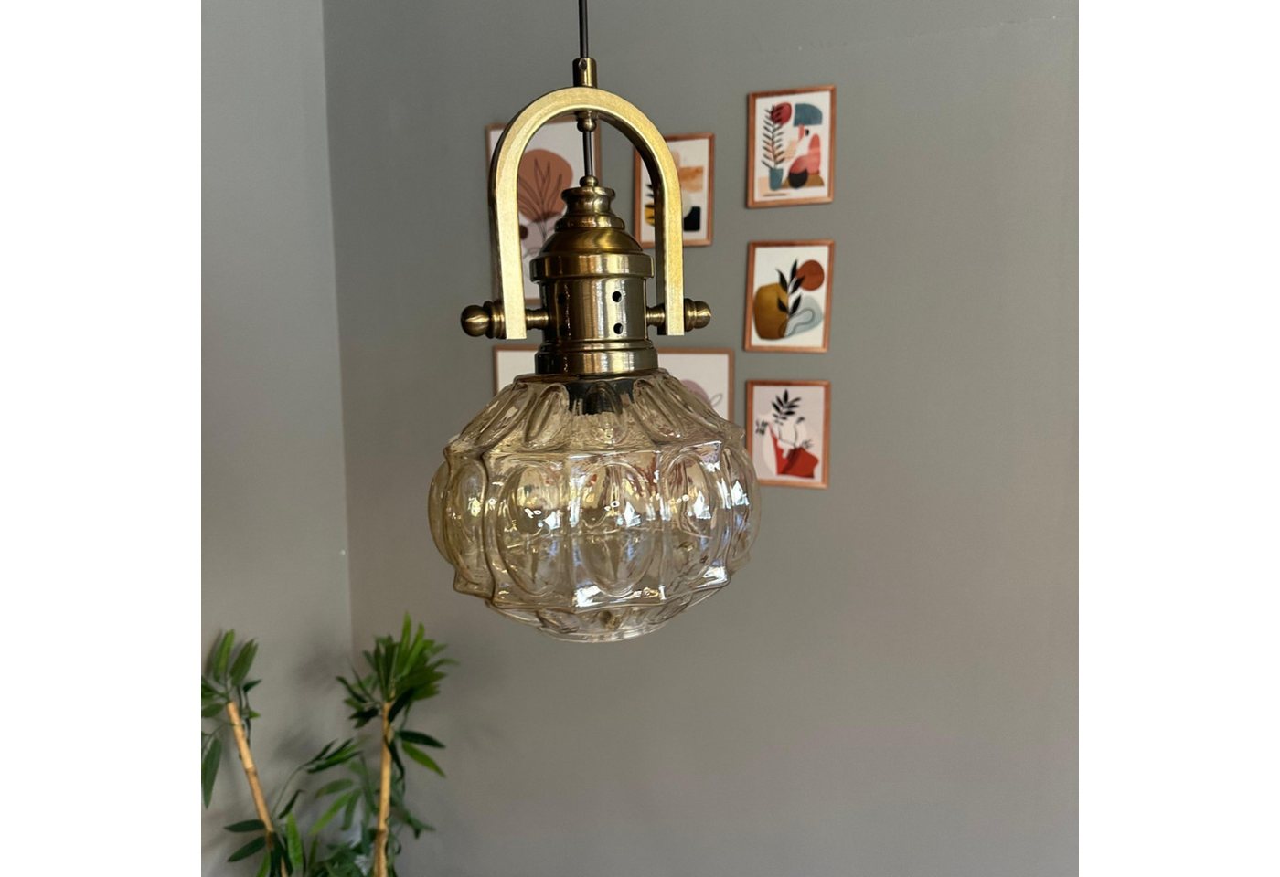 Bamyum Pendelleuchte Pendelleuchte Şila Glas Ø20cm, Retro Hängelampe, ohne Leuchtmittel Bamyum Pendelleuchte Pendelleuchte Şila Glas Ø20cm, Retro Hängelampe, ohne Leuchtmittel von Bamyum