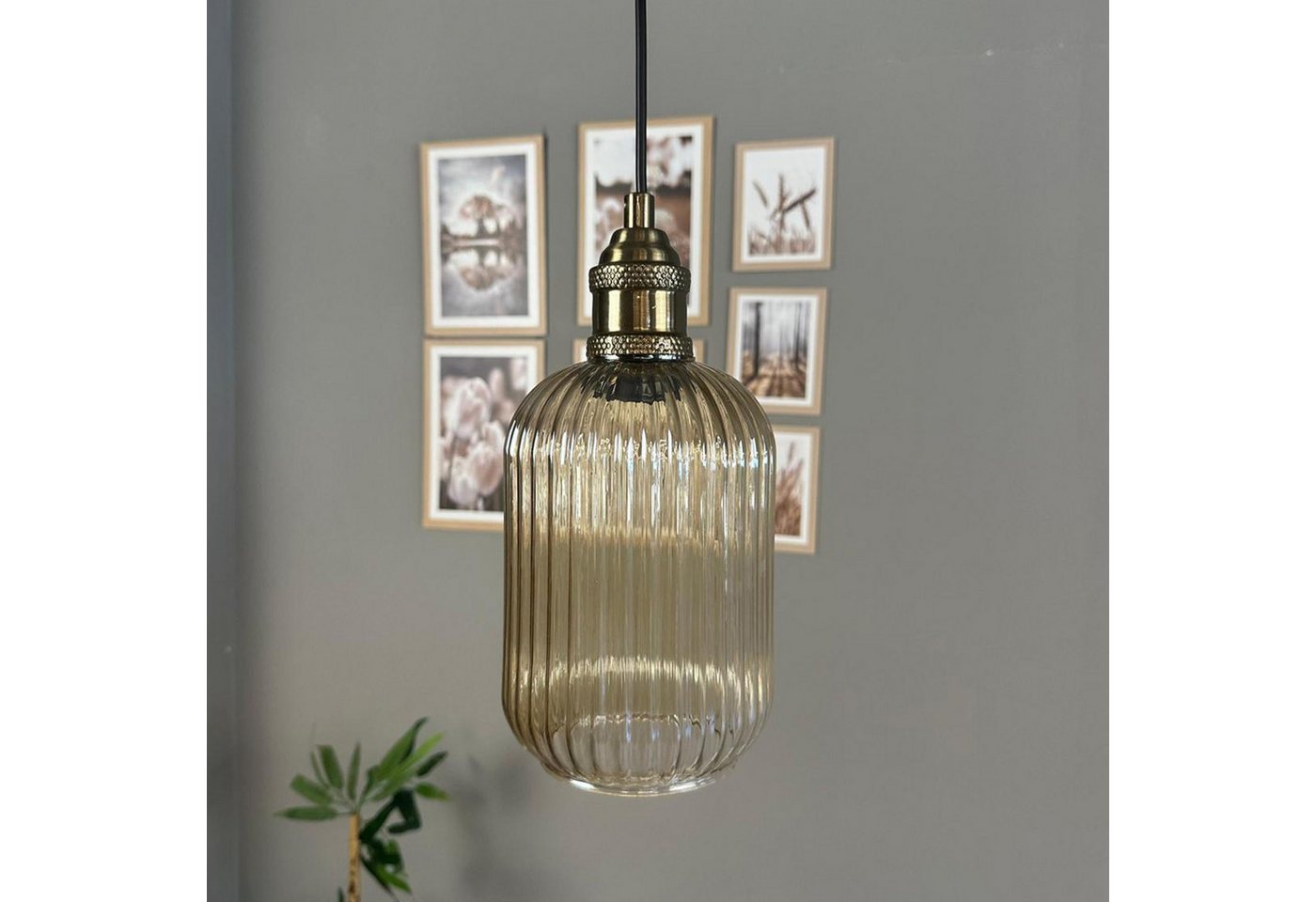 Bamyum Pendelleuchte Pendelleuchte Wingmn Glas Ø14 cm, Retro Hängelampe, ohne Leuchtmittel von Bamyum