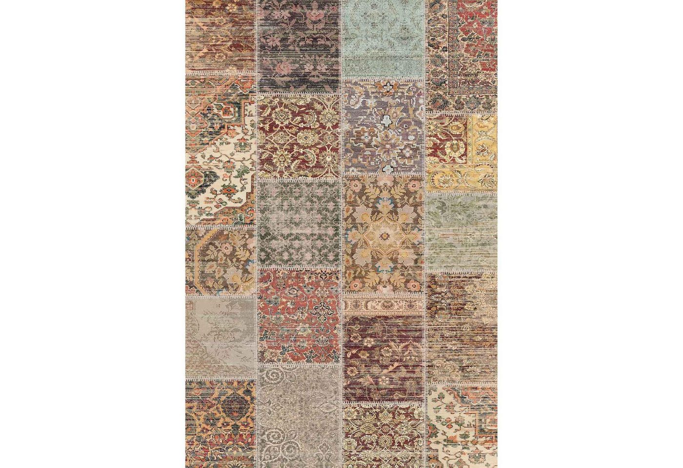 Bamyum Teppich Nadine Teppich mit Chenille-Druck, Waschbarer, Antibakteriell Teppich, Höhe: 80 mm, Einzelstück von Bamyum
