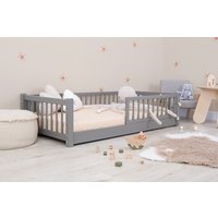 Ourbaby Montessori Bodenbett Für Kinder Grau - Bett Mit Gittern, 160 X 70 cm, 140 cm von Banabyshop