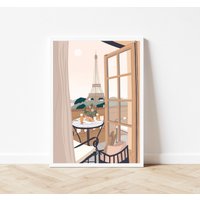 Eiffelturm Kunstdruck Eiffelturm Boho Paris Balkon Szene Eiffelturm Kunstdruck Eiffelturm Boho Paris Balkon Szene von BananaRoseArt