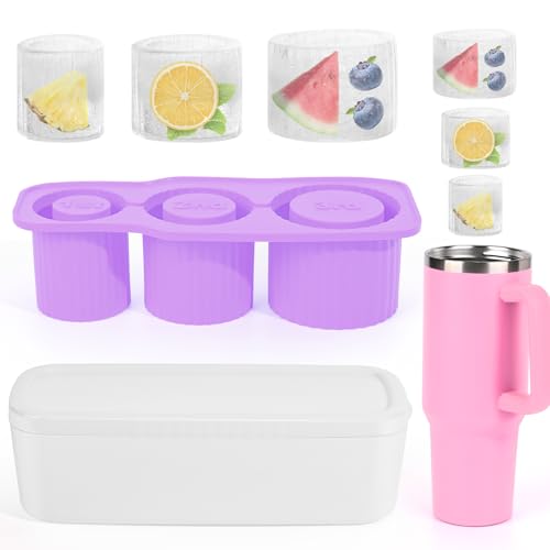 Eiswürfelform für Stanley Cups, Banaone Eiswürfelform Silikon mit 3 Fächern und Deckel BPA-frei, Eiswürfelschale Sichere Eiswürfel Form für 20 Oz 30 Oz 40 Oz Becher, Getränke Cocktails Kaffee (Lila) Eiswürfelform für Stanley Cups, Banaone Eiswürfelform Silikon mit 3 Fächern und Deckel BPA-frei, Eiswürfelschale Sichere Eiswürfel Form für 20 Oz 30 Oz 40 Oz Becher, Getränke Cocktails Kaffee (Lila) von Banaone